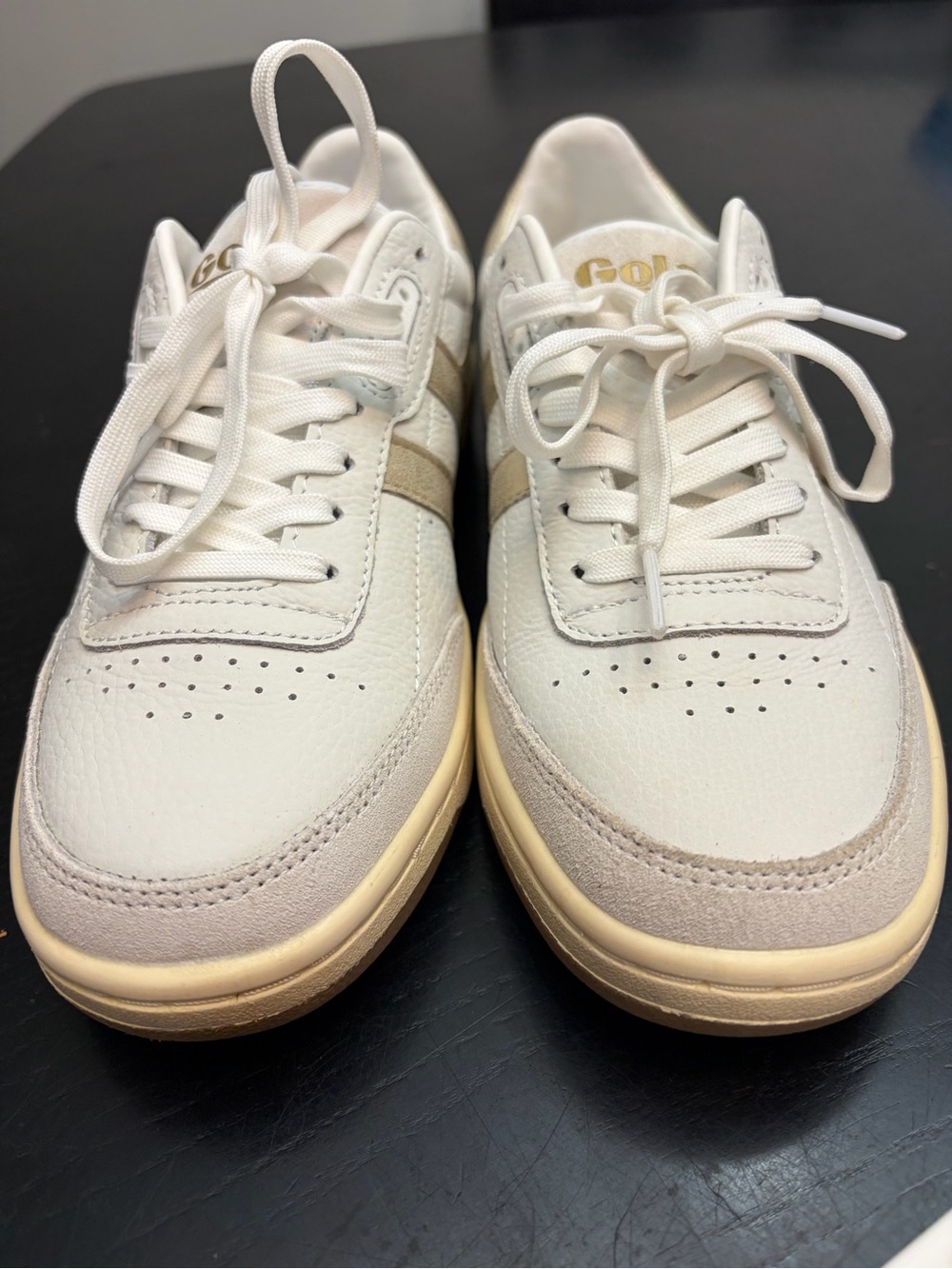 Gola womens White and Beige Leather Low-Top Sneakers